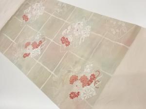 引箔格子に花車模様織出し名古屋帯